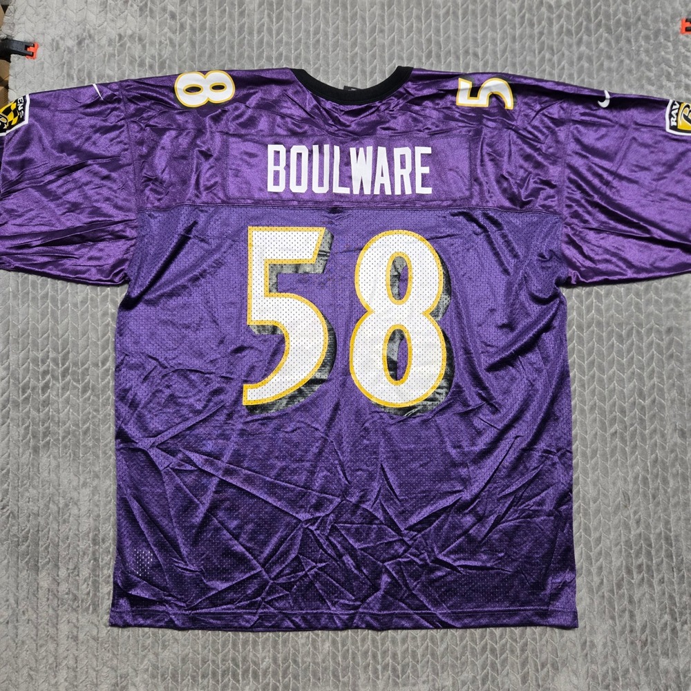 Nike Baltimore Ravens Peter Boulware 58 Jersey Mens 4XL Purple NFL Mesh Vintage